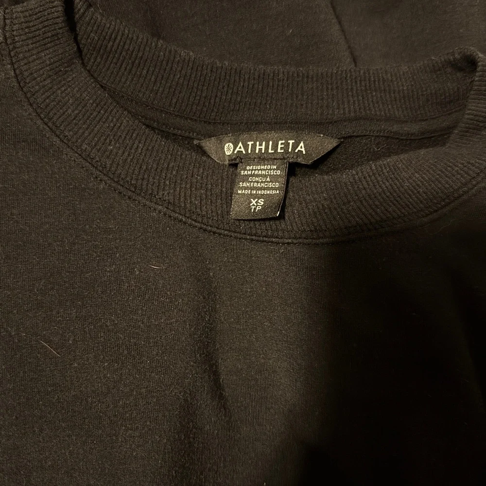 Athleta Coaster Luxe Sweatshirt Dress Black with 2 Zip Pockets & Thumb Holes EUC